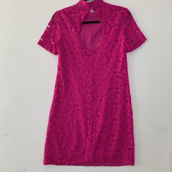Trina Turk Fuchsia Pink Lace Mini Party Dress Open‎ Back lined Small - Picture 3 of 11